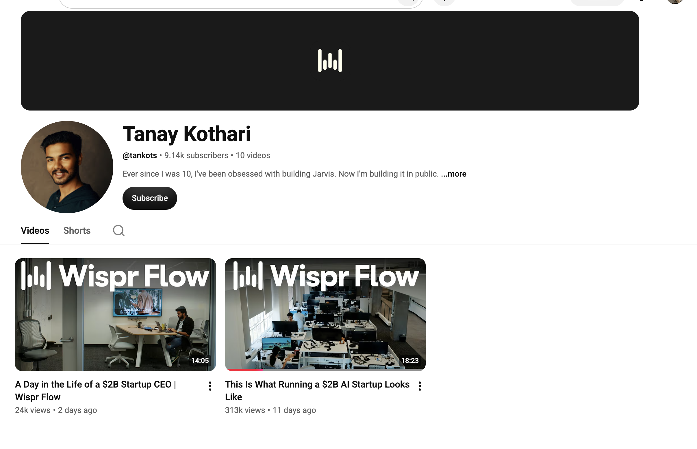 Tanay Kothari's YouTube channel, @tankots